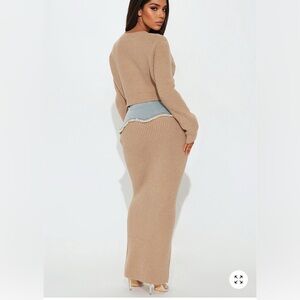 Fashion Nova Tan Knit Skirt Set